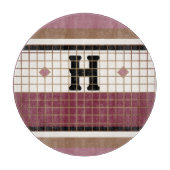 Planche À Découper Carrelage Bistro vintage Cranberry et Monogramme O (Devant)