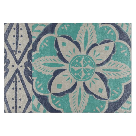 Planche À Découper Carrelage bleu Batik IV (Devant)