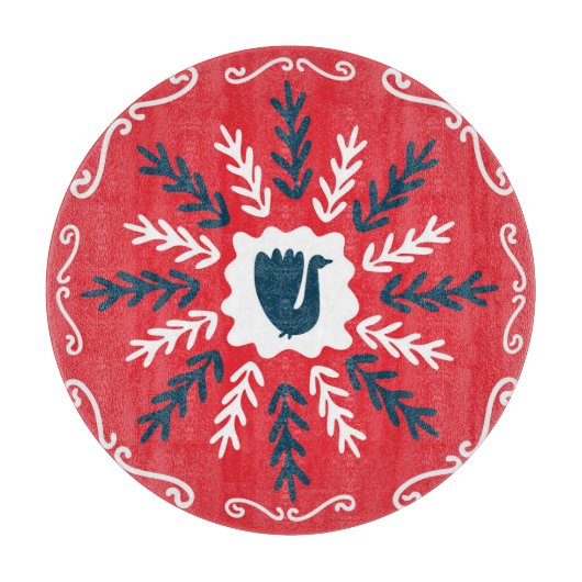 Planche À Découper Carrelage de Noël Folk Doodle Art (Devant)