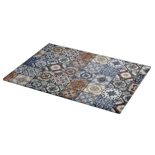 Planche À Découper Carrelage mexicain Talavera bleu Brown Imprimer (Coin)