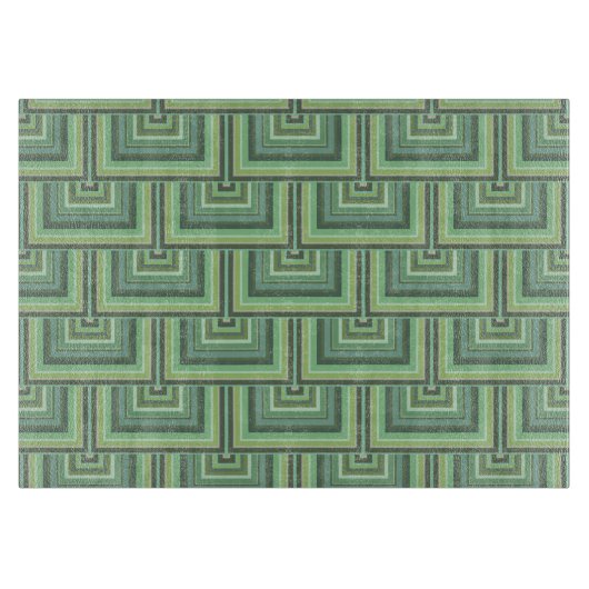 Planche À Découper Carrés écailles vert olive motif (Devant)