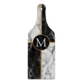 Planche À Découper Carte à découper en marbre blanc noir Votre lettre (Devant)