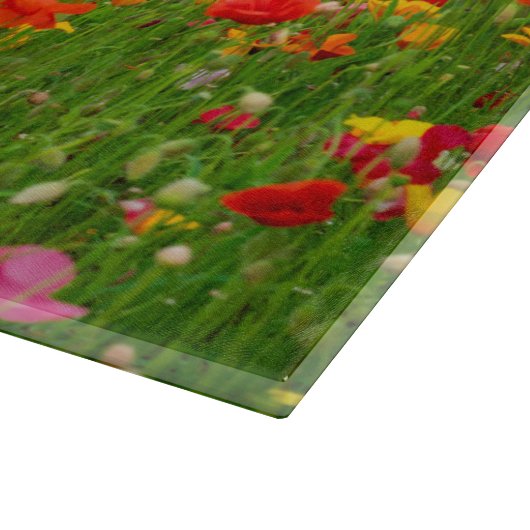 Planche À Découper Carte à découper en verre de champ de pavot (Coin)