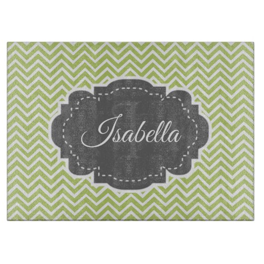 Planche À Découper Carte à découper personnalisée Green Chevron (Devant)