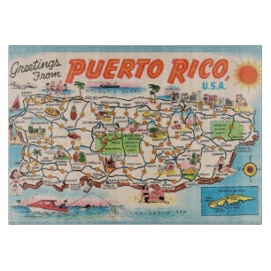 Planche À Découper Carte ancienne de Porto Rico
