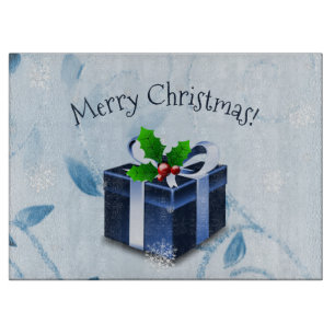 Planche À Découper Carte cadeau de Noël bleu