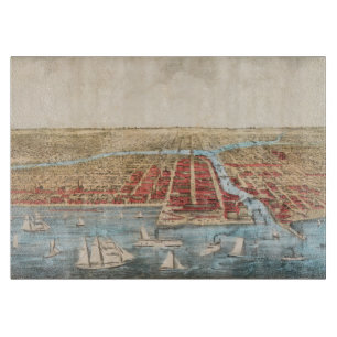 Planche À Découper CARTE : CHICAGO, c1857