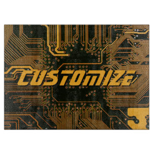 Planche À Découper Carte circuit orange PCB personnalisée geek Out