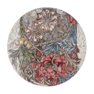 PLANCHE À DÉCOUPER CARTE DE CHOPPAGE EN VERRE : WILLIAM MORRIS : TULI