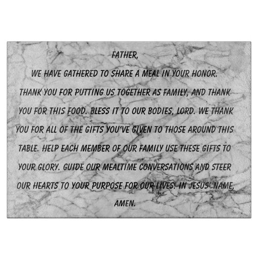 PLANCHE À DÉCOUPER CARTE DE COUPE DE PRIÈRE DE REPAS (Devant)