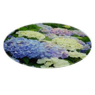 Planche À Découper CARTE DE COUPE EN VERRE ROND Hydrangea Mix-12 po