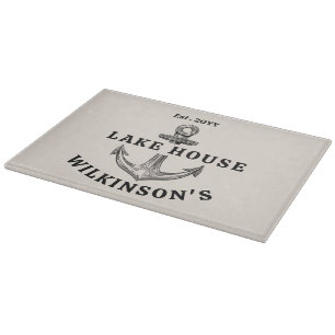 Planche À Découper Carte de coupe personnalisée Lake House avec conce