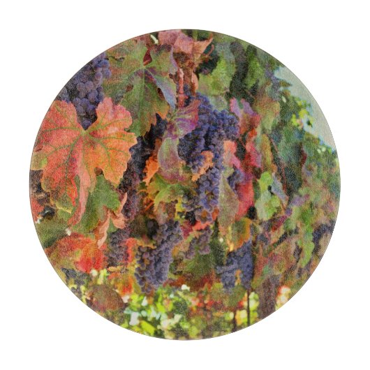 Planche À Découper Carte de coupe ronde de la région viticole (Devant)