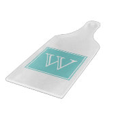Planche À Découper Carte de découpe Monogramme Carré Turquoise (Coin)