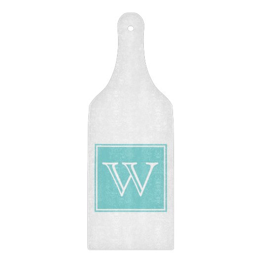 Planche À Découper Carte de découpe Monogramme Carré Turquoise (Devant)