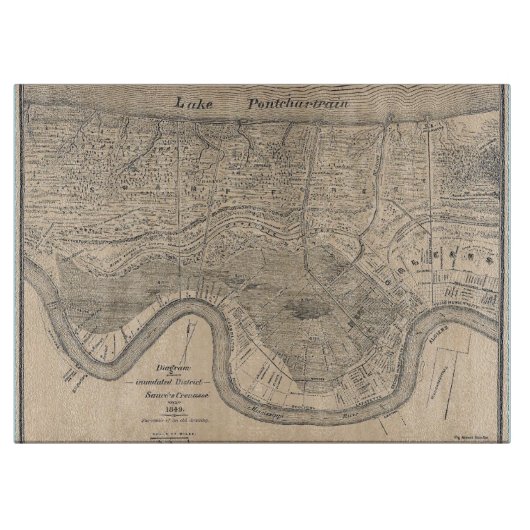 Planche À Découper Carte de la Nouvelle-Orléans (Devant)