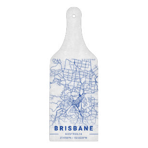 Planche À Découper Carte de la ville de Brisbane Tint bleu