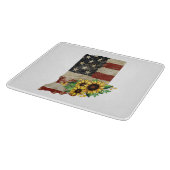 Planche À Découper Carte de l'État de l'Indiana Drapeau US Tournesol (Coin)