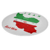 Planche À Découper Carte de l'Iran avec drapeau et emblème (Coin)