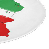 Planche À Découper Carte de l'Iran avec drapeau et emblème (Coin)