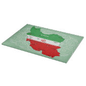 Planche À Découper Carte de l'Iran avec drapeau et emblème (Coin)