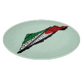 Planche À Découper Carte de Palestine avec drapeau et Motif Keffiyeg (Coin)