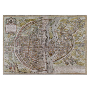 PLANCHE À DÉCOUPER CARTE DE PARIS, 1581