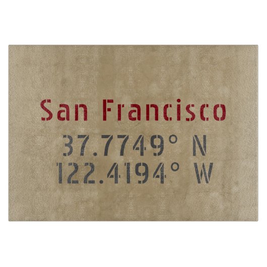 Planche À Découper Carte de San Francisco Coordonnées Urbaines (Devant)