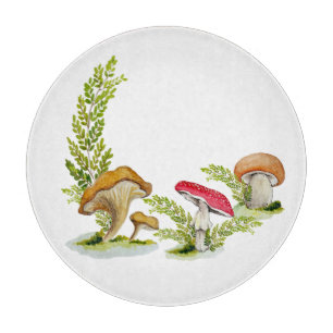 Planche À Découper carte de tasse à café à motif de champignon à l'aq