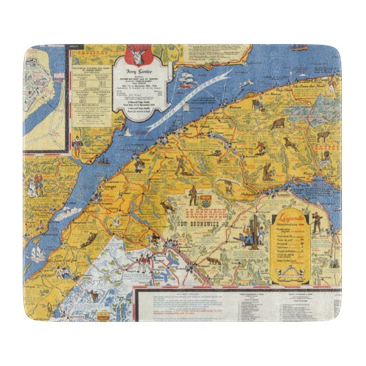 Planche À Découper Carte de Vacanes, Québec, Gaspesie (Canada) (Devant)