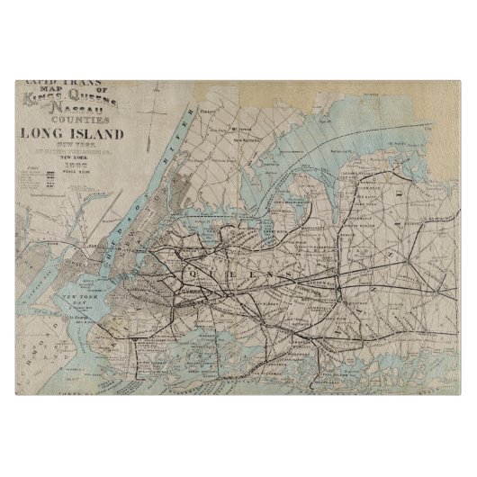 Planche À Découper Carte des rois, reines, Long Island (Devant)
