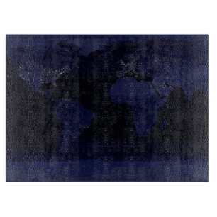 Planche À Découper Carte du monde de la Terre : lumières de la ville 