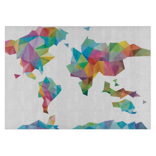 Planche À Découper Carte du monde faite de formes géométriques (Devant)