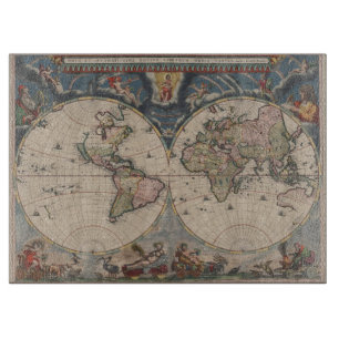 Planche À Découper Carte du monde Globe Travel Antique