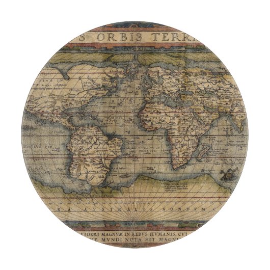 Planche À Découper Carte du monde Ortelius 1570 (Devant)