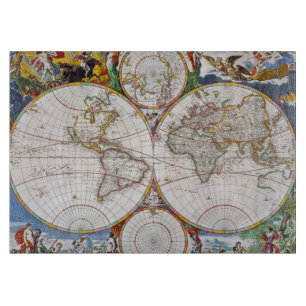 Planche À Découper CARTE du MONDE, XVIIème siècle