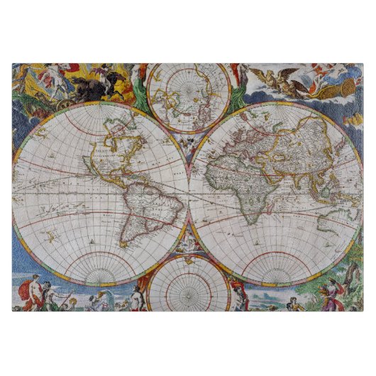 Planche À Découper CARTE du MONDE, XVIIème siècle (Devant)