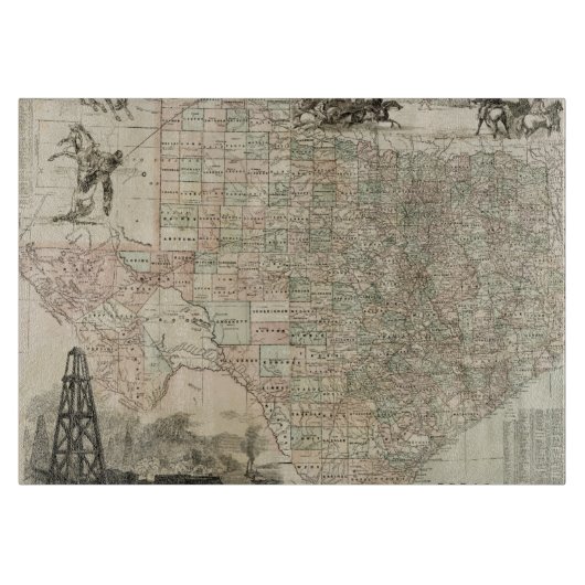Planche À Découper Carte du Texas aux frontières du comté (Devant)