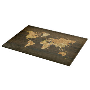 Planche À Découper Carte en bois du monde