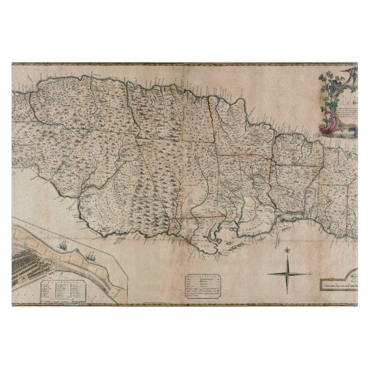 Planche À Découper CARTE : La JAMAÏQUE, 1755 2 (Devant)