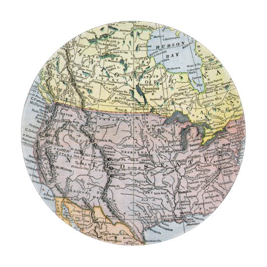 PLANCHE À DÉCOUPER CARTE : L'AMÉRIQUE DU NORD, 1890 (Devant)