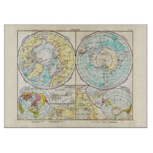 Planche À Découper Carte polaire de langue allemande (Devant)