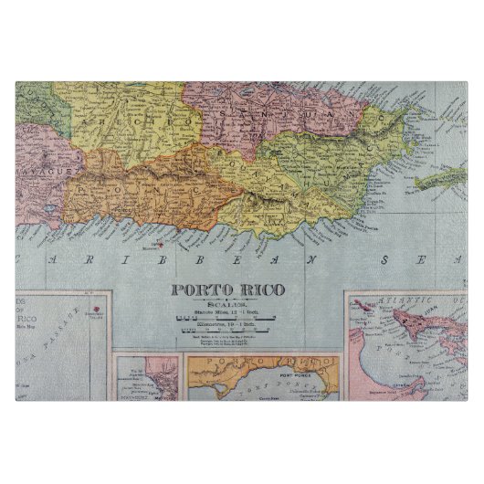 PLANCHE À DÉCOUPER CARTE : PORTO RICO, 1900 (Devant)