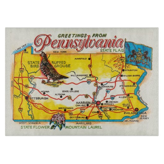 Planche À Découper Carte postale de Pennsylvanie (Devant)