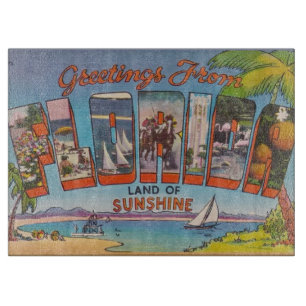 Planche À Découper Carte postale rétro de Floride
