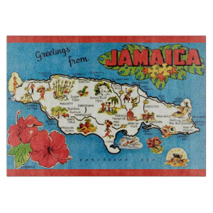 Planche À Découper Carte postale vintage de l'île de Jamaïque