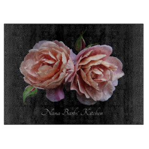 Planche À Découper Carte Rose de coupe de verre personnalisée