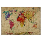 Planche À Découper Carte vintage du monde (Devant)