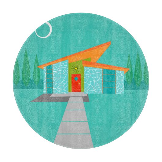 Planche À Découper Cartoon de l'âge de l'espace Maison de coupe en ve (Devant)