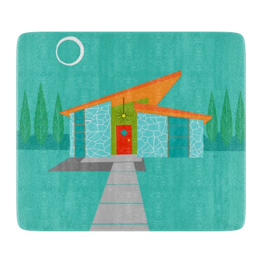 Planche À Découper Cartoon de l'âge de l'espace Maison de coupe en ve (Devant)